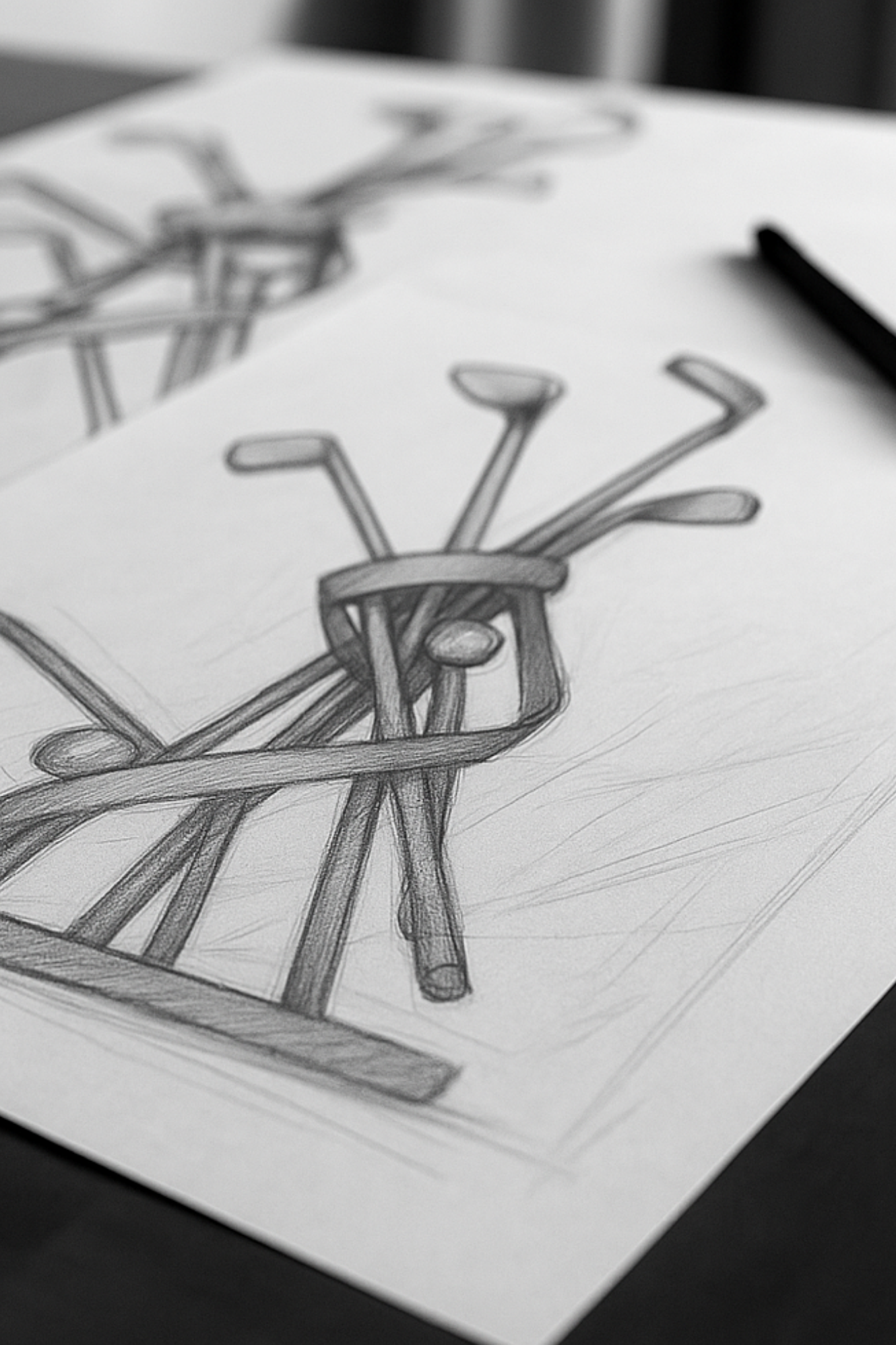 Bocetos y diseños conceptuales de trofeos artísticos